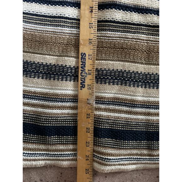 VTG 90s Structure Cotton Ramie Notch Neck Sweater Stripe Large Y2K - Picture 5 of 7